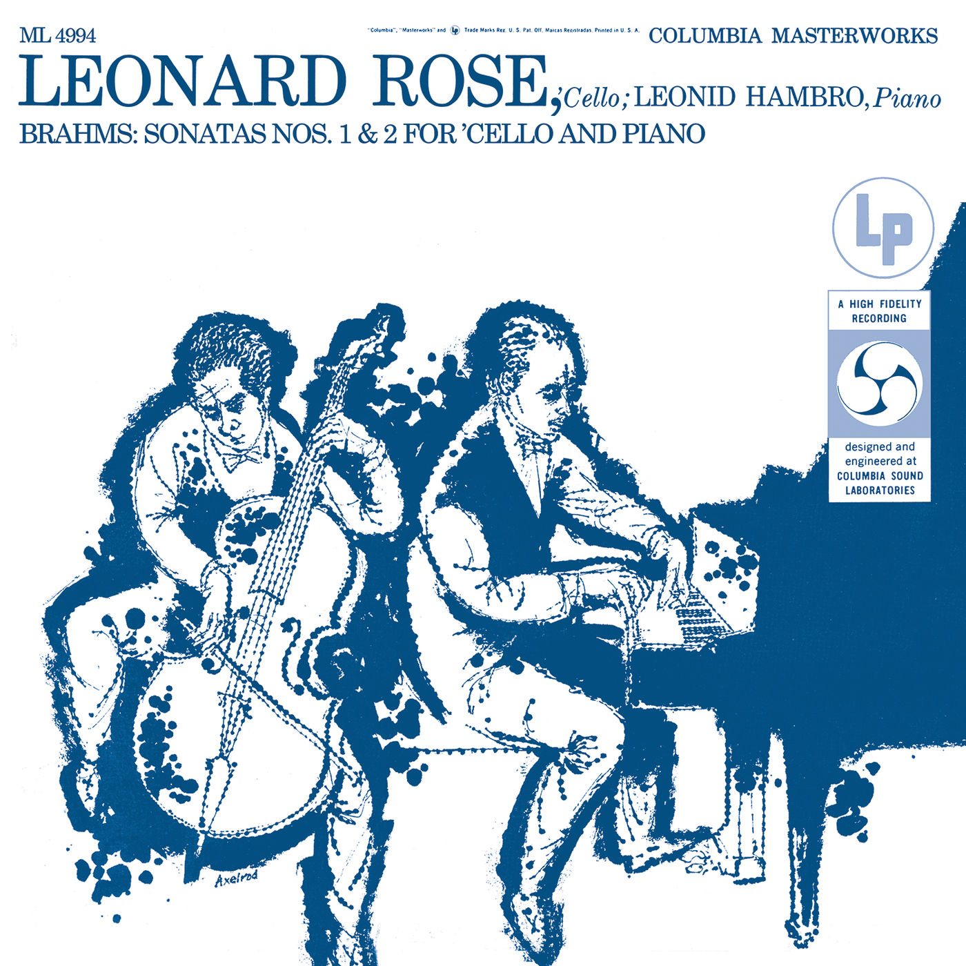 Leonard Rose – Brahms- Cello Sonata No. 1, Op. 38 & Cello Sonata No. 2, Op. 99